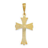 14k Yellow Gold Fleur Cross Pendant, Polished Religious Charm for Men and Women