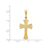 14k Yellow Gold Fleur Cross Pendant, Polished Religious Charm for Men and Women