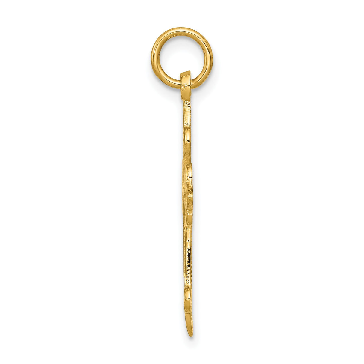 14k Yellow Gold Cross Pendant, Fleur De Lis Baroque Design, Religious Jewelry for Men and Women