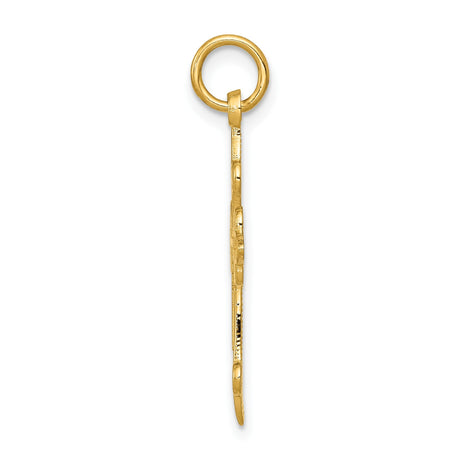 14k Yellow Gold Cross Pendant, Fleur De Lis Baroque Design, Religious Jewelry for Men and Women