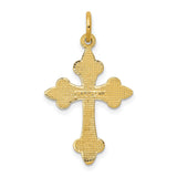 14k Yellow Gold Cross Pendant, Fleur De Lis Baroque Design, Religious Jewelry for Men and Women