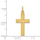 Diamond-Cut Latin Cross Charm Pendant in Real 14k Yellow Gold