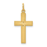 Diamond-Cut Latin Cross Charm Pendant in Real 14k Yellow Gold