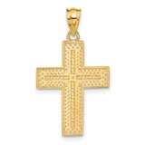 Filigree Style Latin Cross Charm Pendant in Real 14k Yellow Gold