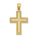 Filigree Style Latin Cross Charm Pendant in Real 14k Yellow Gold