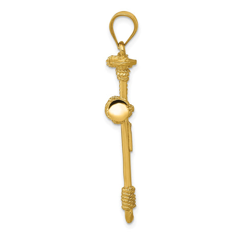 14k Yellow Gold Cross Pendant with Nail and Rope Twisted Design, Unisex Religious Jewelry