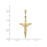 14k Yellow Gold Crucifix Cross Pendant with Detailed Jesus Figure Religious Charm