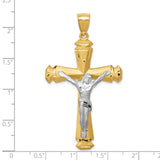 Latin Crucifix With Knobbed Ends Charm Pendant in Real 14k Multi-Tone Gold