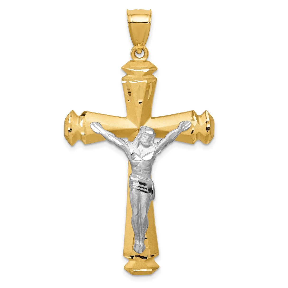 Latin Crucifix With Knobbed Ends Charm Pendant in Real 14k Multi-Tone Gold