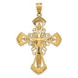 Passion Crucifix Charm Pendant in Real 14k Multi-Tone Gold