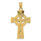 INRI Celtic Iona Crucifix Charm Pendant in Real 14k Multi-Tone Gold