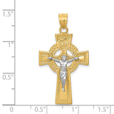 INRI Celtic Iona Crucifix Charm Pendant in Real 14k Multi-Tone Gold