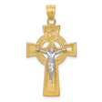 INRI Celtic Iona Crucifix Charm Pendant in Real 14k Multi-Tone Gold