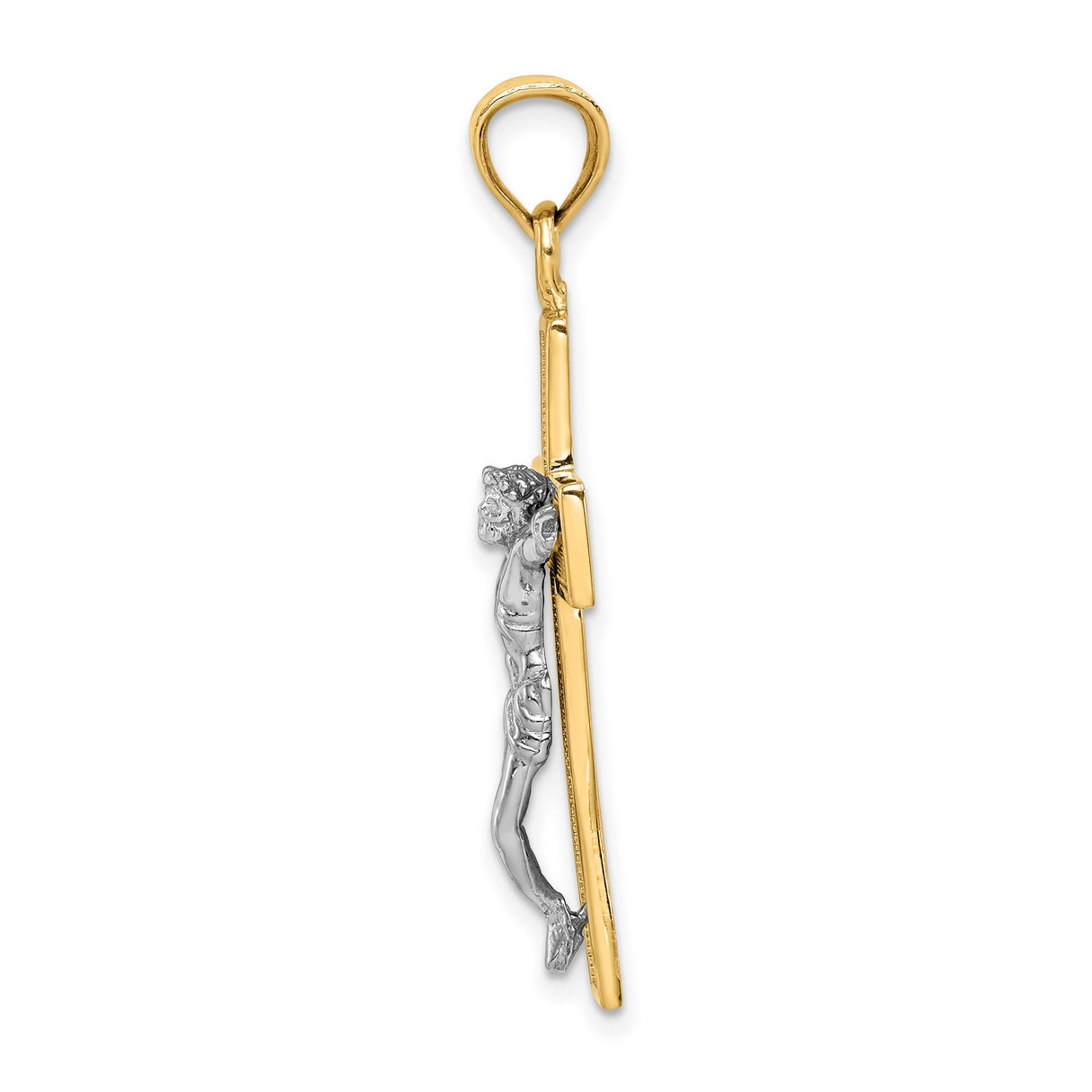 Latin Crucifix Charm Pendant in Real 14k Multi-Tone Gold