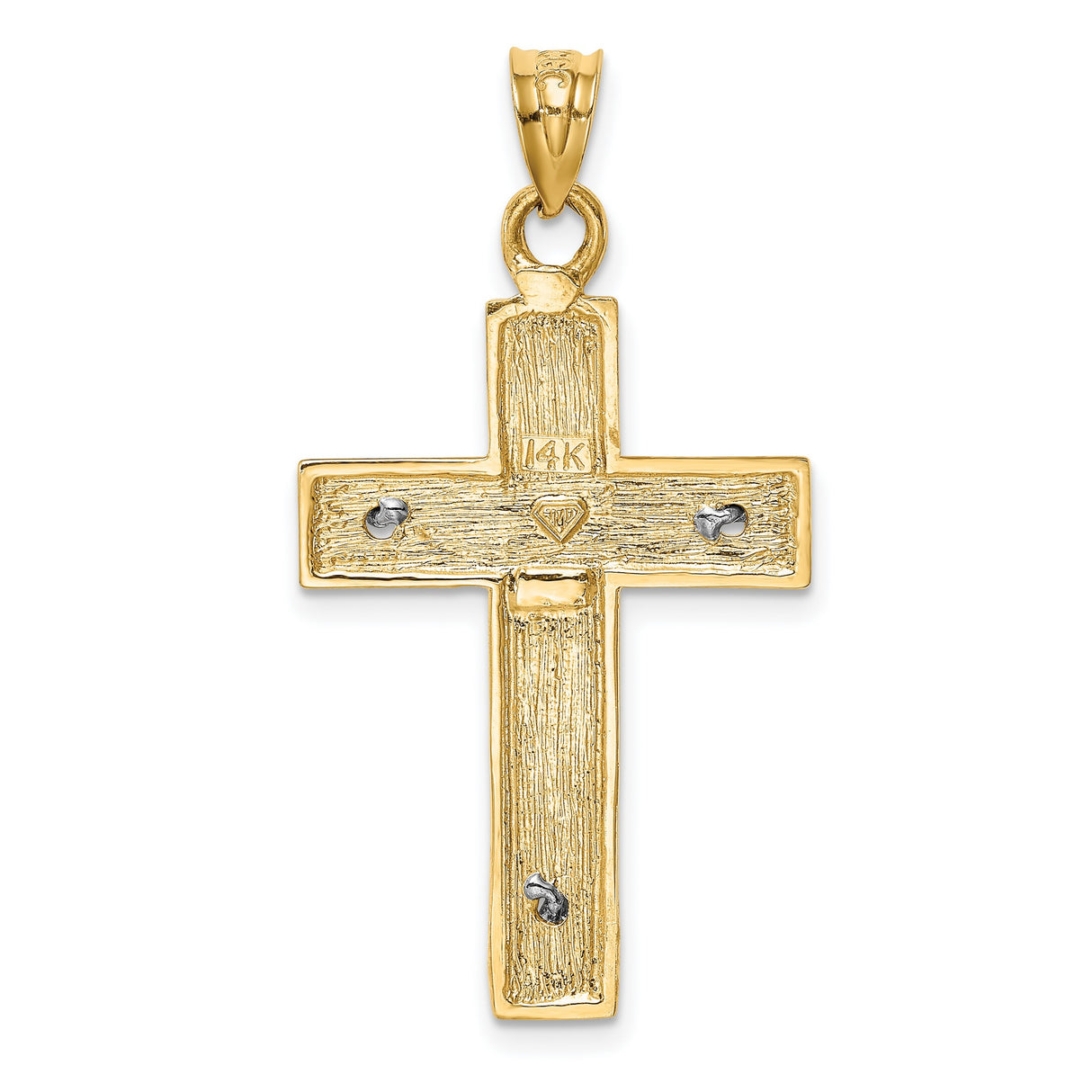 Latin Crucifix Charm Pendant in Real 14k Multi-Tone Gold