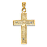 Latin Crucifix Charm Pendant in Real 14k Multi-Tone Gold