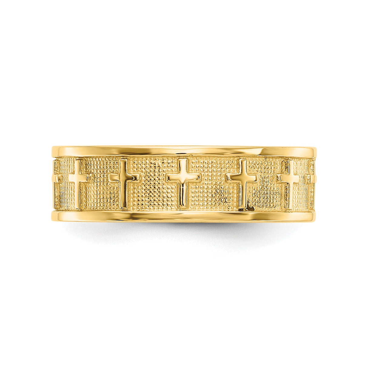 14k Yellow Gold Satin wedding band ring detail view