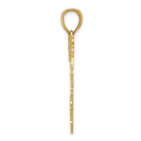 14k Yellow Gold Heart Pendant with Floral Motif and Vintage Scrollwork Design