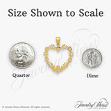 14k Yellow Gold Heart Pendant with Floral Motif and Vintage Scrollwork Design