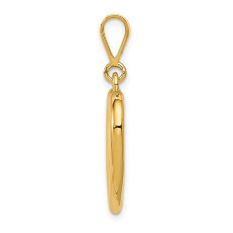 14k Yellow Gold Open Heart Pendant, Minimalist Romantic Charm for Women