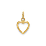 14k Yellow Gold Open Heart Pendant, Minimalist Flat Design Charm for Women