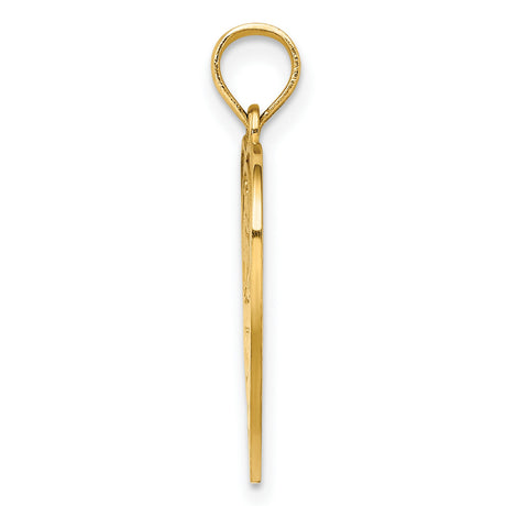 14k Yellow Gold Heart Shaped Pendant with Happy Anniversary Message for Women