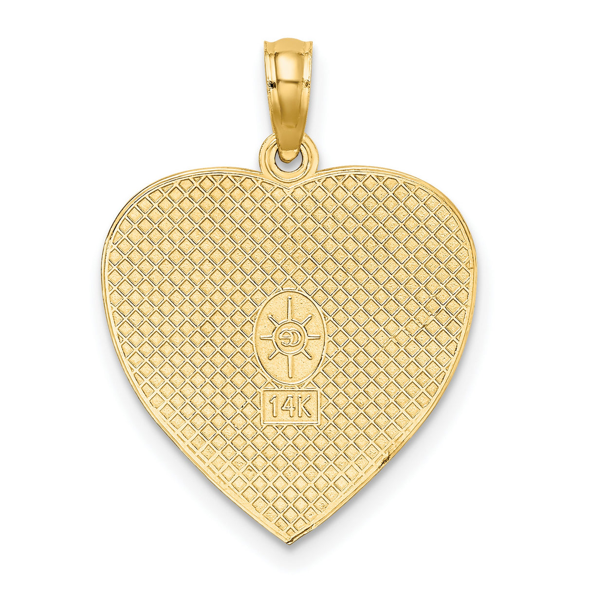 14k Yellow Gold Heart Shaped Pendant with Happy Anniversary Message for Women