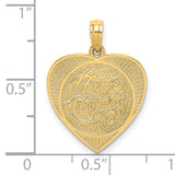 14k Yellow Gold Heart Shaped Pendant with Happy Anniversary Message for Women