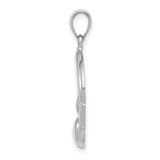 14k White Gold Claddagh Heart Pendant with Crown and Hands Symbolizing Love and Loyalty