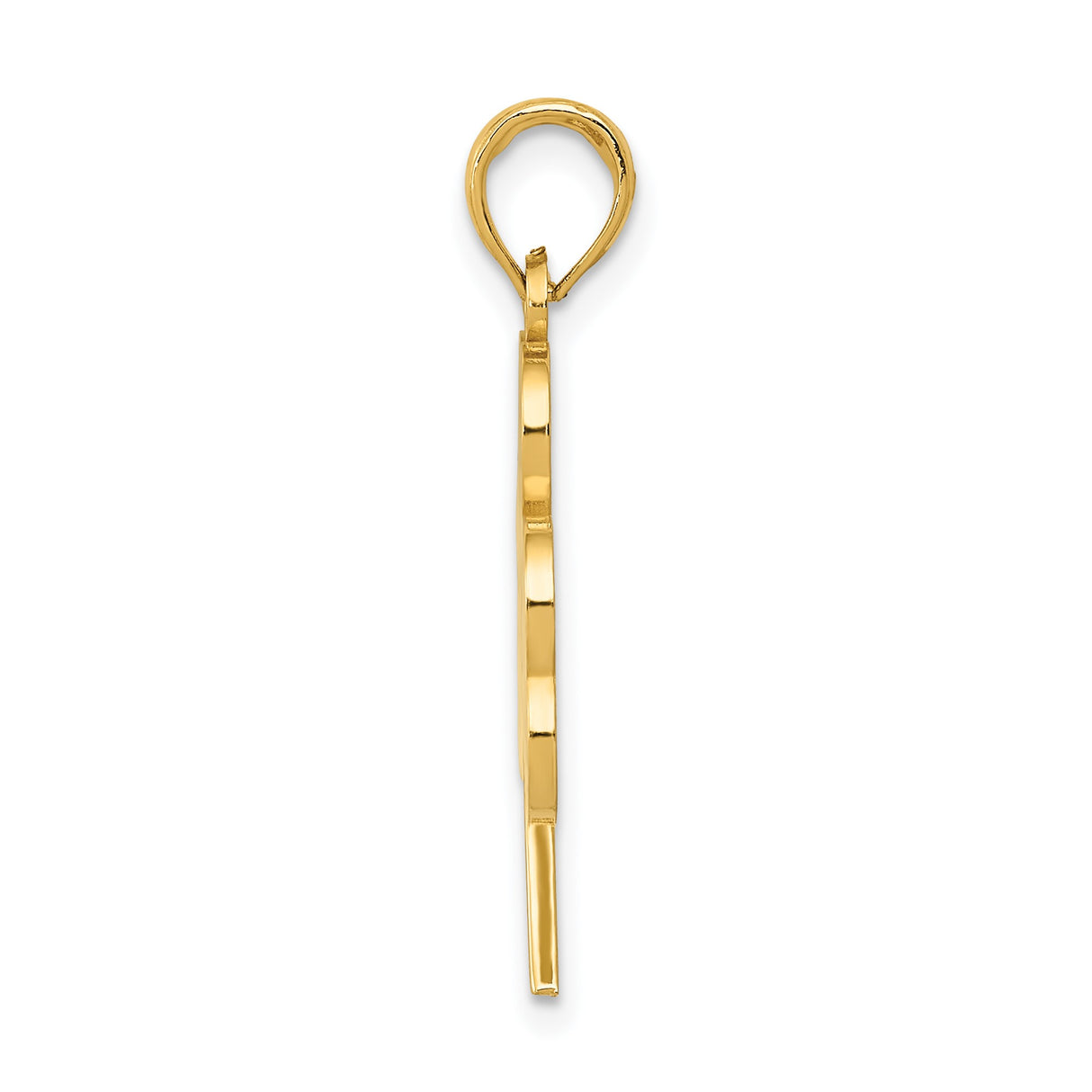 14k Yellow Gold Shamrock Pendant with Green Enamel Heart Leaves, Lucky Four-Leaf Clover Charm