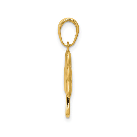 14k Yellow Gold Shamrock Pendant with Polished Three-Leaf Clover Design, Celtic Charm for Women
