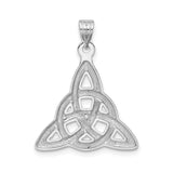 14k White Gold Celtic Trinity Knot Pendant, Open-Back Triquetra Charm with Spiritual Symbolism