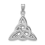 14k White Gold Celtic Trinity Knot Pendant, Open-Back Triquetra Charm with Spiritual Symbolism