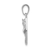 14k White Gold Horse Head Pendant with Textured Horseshoe, Western Equestrian Style