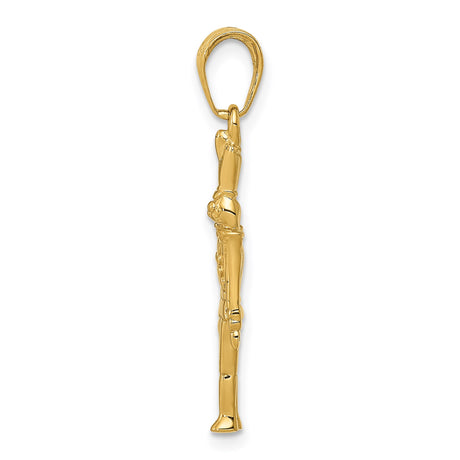 14k Yellow Gold Toy Soldier Pendant, Nutcracker Style Marching Band Charm, Vintage Military Design