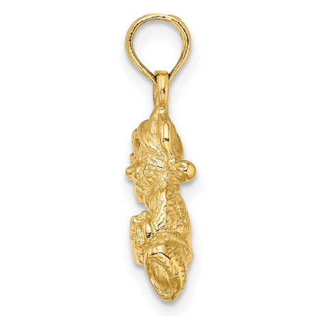 14k Yellow Gold Teddy Bear Christmas Pendant with Santa Hat and Present