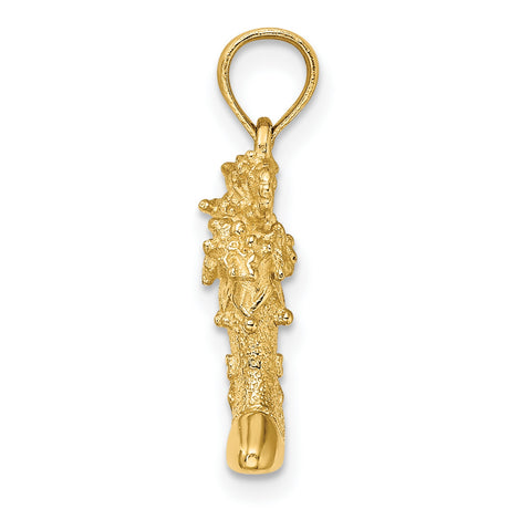 14k Yellow Gold Christmas Stocking Pendant with Toys, Stars, and Candy Cane