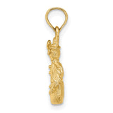 3-D Snowman with Bird in Satin Finish Charm Pendant in Real 14k Yellow Gold