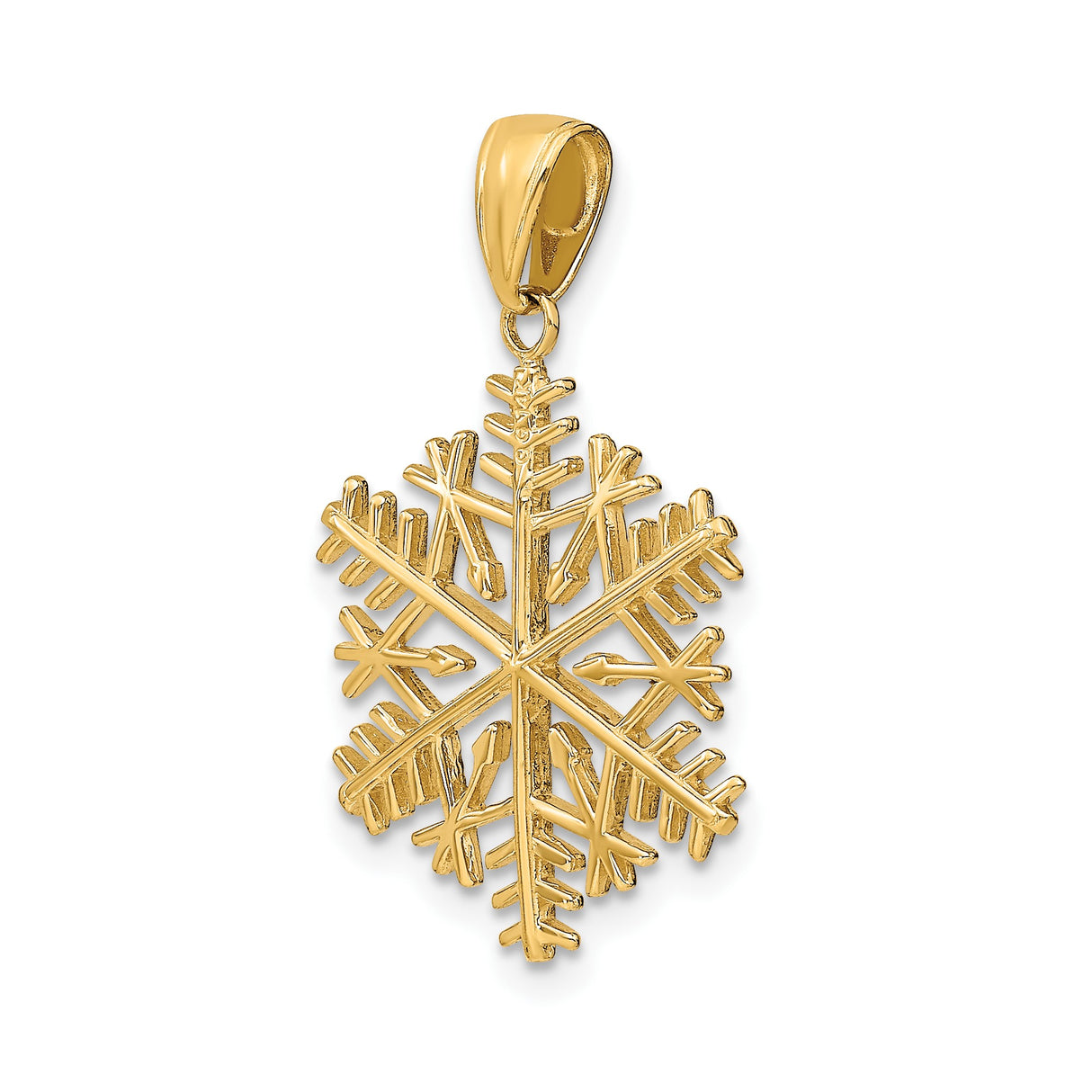 14k Yellow Gold Snowflake Pendant, Intricate Winter Charm Symbolizing Purity and Beauty for Women
