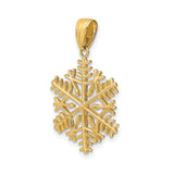 14k Yellow Gold Snowflake Pendant, Intricate Winter Charm Symbolizing Purity and Beauty for Women