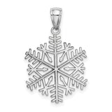 14k White Gold Snowflake Pendant, Symmetrical Winter Design, Minimalist Christmas Jewelry Charm