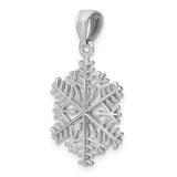 14k White Gold Snowflake Pendant, Symmetrical Winter Design, Minimalist Christmas Jewelry Charm
