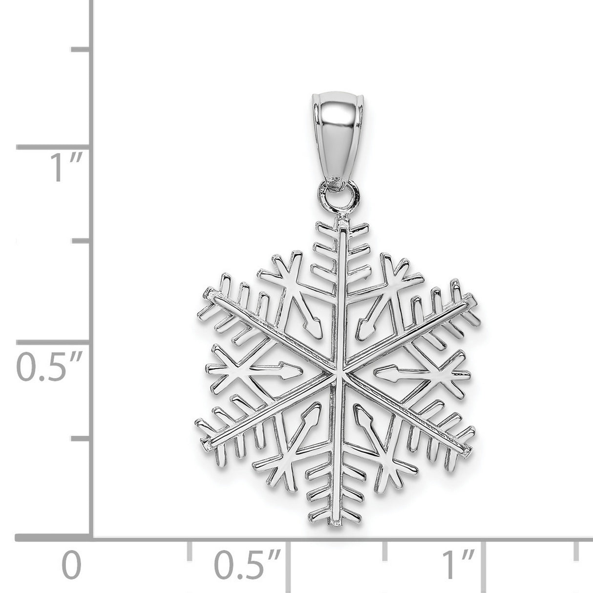 14k White Gold Snowflake Pendant, Symmetrical Winter Design, Minimalist Christmas Jewelry Charm