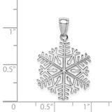 14k White Gold Snowflake Pendant, Symmetrical Winter Design, Minimalist Christmas Jewelry Charm