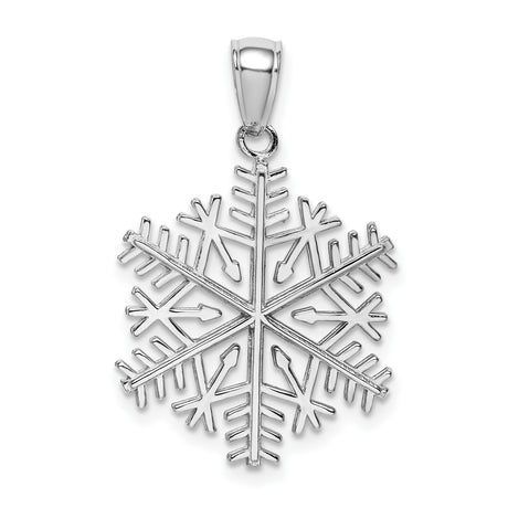 14k White Gold Snowflake Pendant, Symmetrical Winter Design, Minimalist Christmas Jewelry Charm