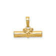 14k Yellow Gold Diploma Scroll Pendant with Ribbon Detail, Graduation Charm