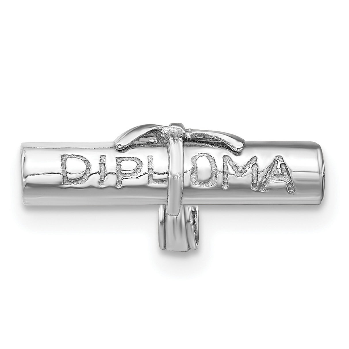14k White Gold Diploma Scroll Pendant with Bow, Graduation Charm for Women