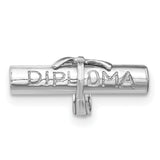 14k White Gold Diploma Scroll Pendant with Bow, Graduation Charm for Women