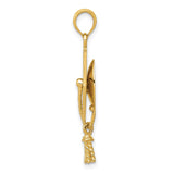 14k Yellow Gold Graduation Cap Pendant with Tassel, Academic Achievement Charm