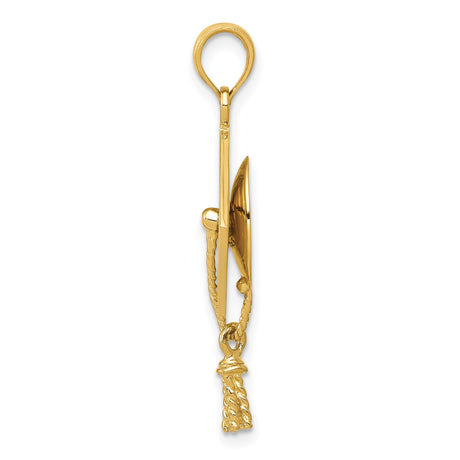 14k Yellow Gold Graduation Cap Pendant with Tassel, Academic Achievement Charm